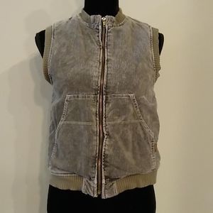 Vintage/Retro corduroy, grey & sage (trim), vest, Size S-M